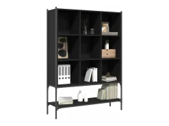 Estantería de madera de ingeniería negra 102x30x141,5 cm