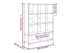 Estantería de madera de ingeniería negra 102x30x141,5 cm