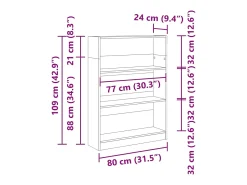 Estantería de madera de ingeniería roble Sonoma 80x24x109 cm