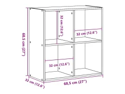 Estantería de madera de ingeniería gris Sonoma 68,5x32x68,5 cm