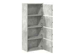 Estantería de madera de ingeniería gris hormigón 40x24x102 cm