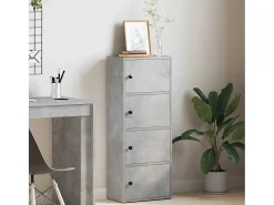 Estantería de madera de ingeniería gris hormigón 40x24x102 cm