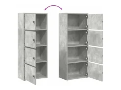 Estantería de madera de ingeniería gris hormigón 40x24x102 cm