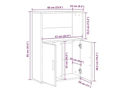 Estantería de madera de ingeniería gris hormigón 60x24x85 cm