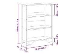 Estantería de madera de ingeniería negra 80x31x106 cm