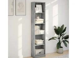 Estantería de madera de ingeniería gris hormigón 40x24x176 cm