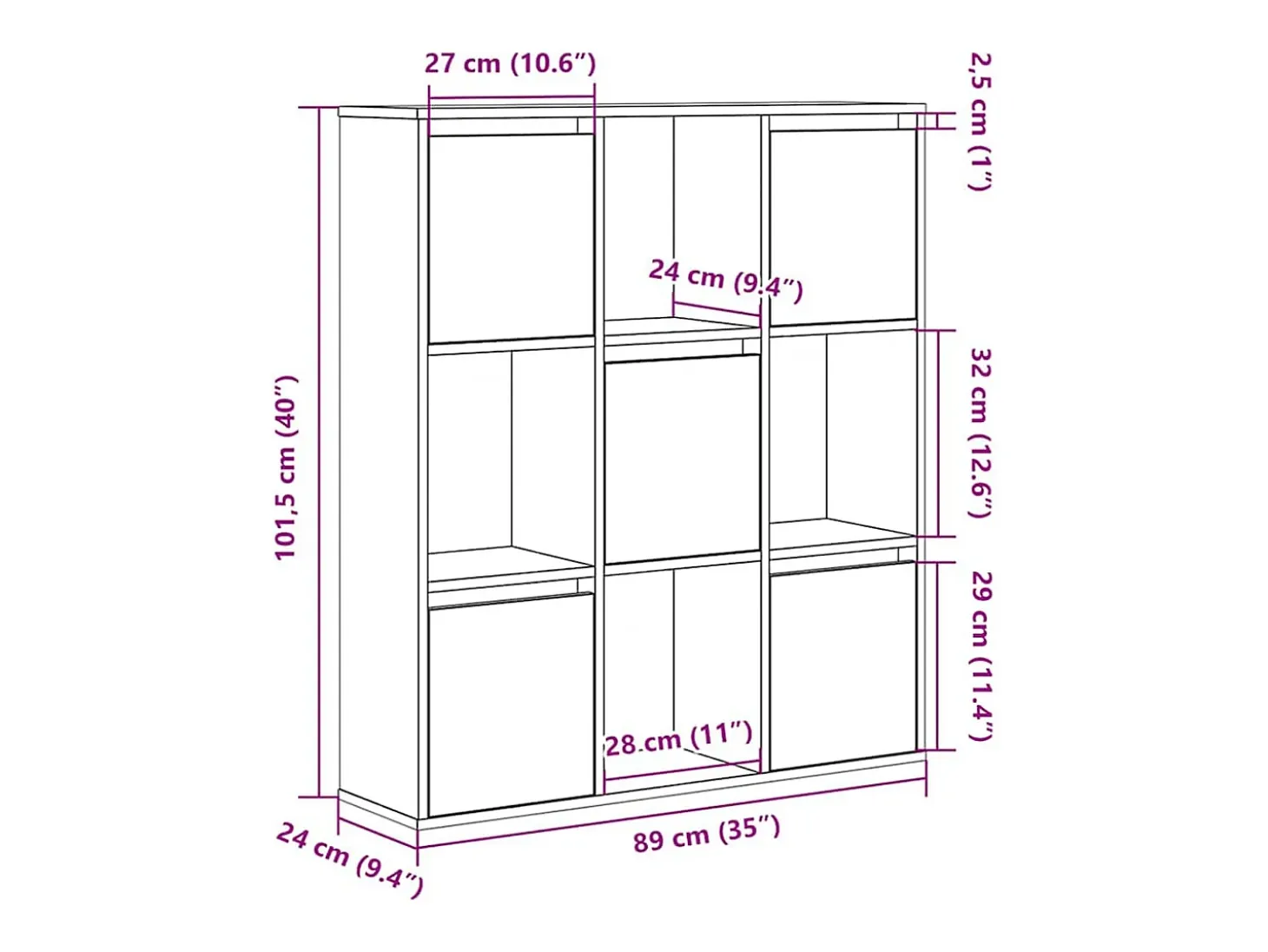 Estantería de madera de ingeniería roble negro 89x24x101,5 cm