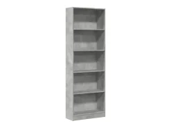 Estantería de madera de ingeniería gris hormigón 60x24x176 cm