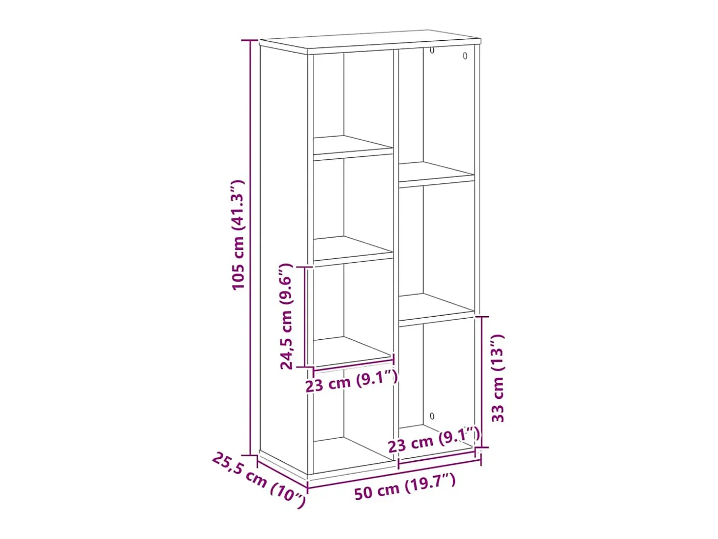Estantería de madera de ingeniería roble artesano 50x25x105 cm