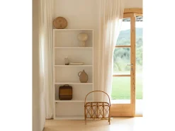 Estantería de madera maciza con 4 estantes blanco - SAURA - DECOWOOD