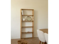 Estantería de madera maciza con 4 estantes roble oscuro - SAURA - DECOWOOD