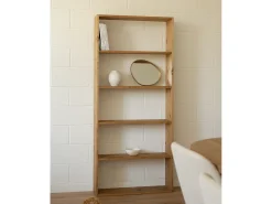 Estantería de madera maciza con 4 estantes roble oscuro - SAURA - DECOWOOD