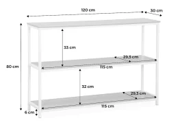 Estantería de metal y con efecto madera y 3 niveles, 120cm negro