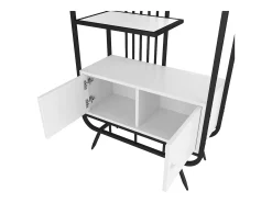 Estantería de metal y madera MDF - 3 estantes y 2 puertas - Blanco y negro
