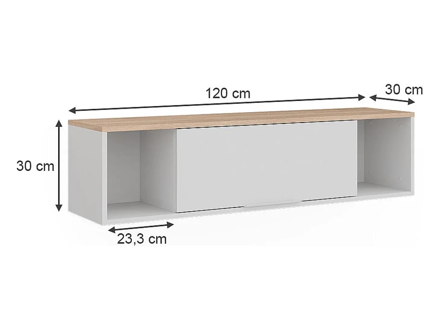 Estantería de pared blanco/sonoma 120x30x30 betti
