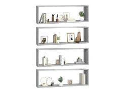 Estantería de pared cúbica de 4 piezas Sonoma gris 80x15x26,5 cm