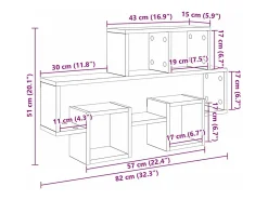 Estantería de pared con balda, roble hecho a mano, 82 x 15 x 51 cm