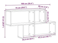Estantería de pared con balda, roble artesanal, 100 x 20 x 53 cm