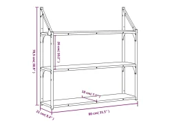 Estantería de pared de 3 niveles roble Sonoma 80x21x78,5 cm