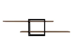 Estantería de Pared Diseño Madera Pino Negro - 2 Almacenamientos - Moderna y Práctica