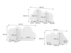 Estantería de pared nube para dormitorio infantil, set de 3 blanco