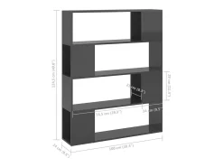 Estantería divisor de espacios gris con brillo 100x24x124 cm