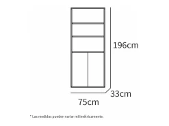 Estantería-1 dos puertas acabado roble gold, 196.5 cm(alto)75.5 cm(ancho)33 cm(fondo)..