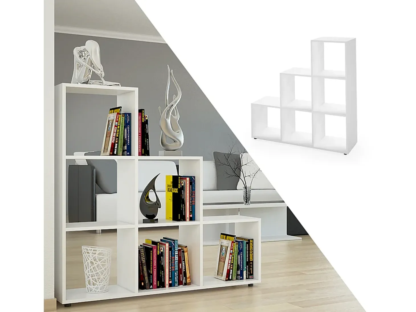 Estantería escalonada blanco 107.2x29x107.8