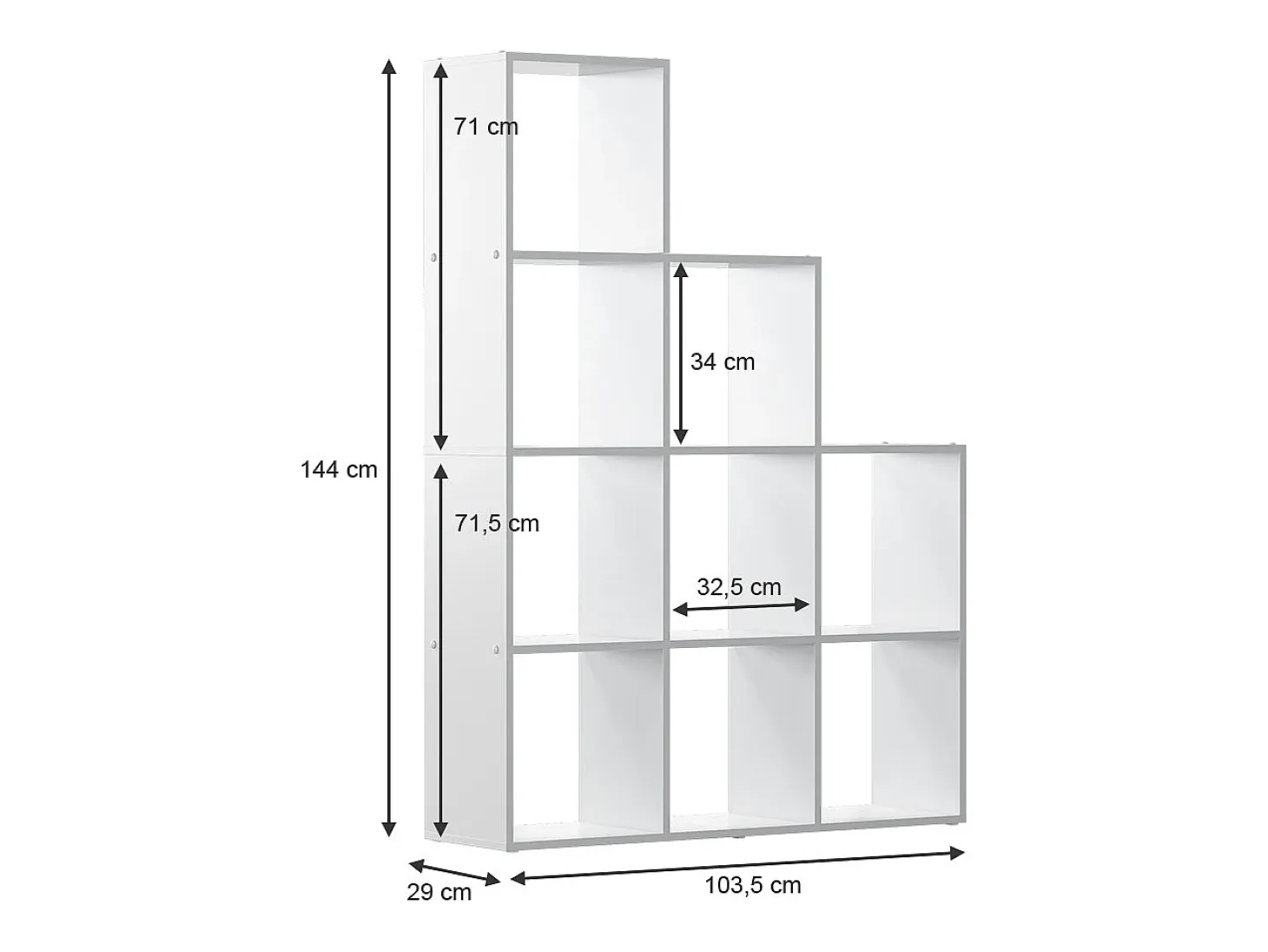 Estantería escalonada blanco 103.5x29x144 aramis