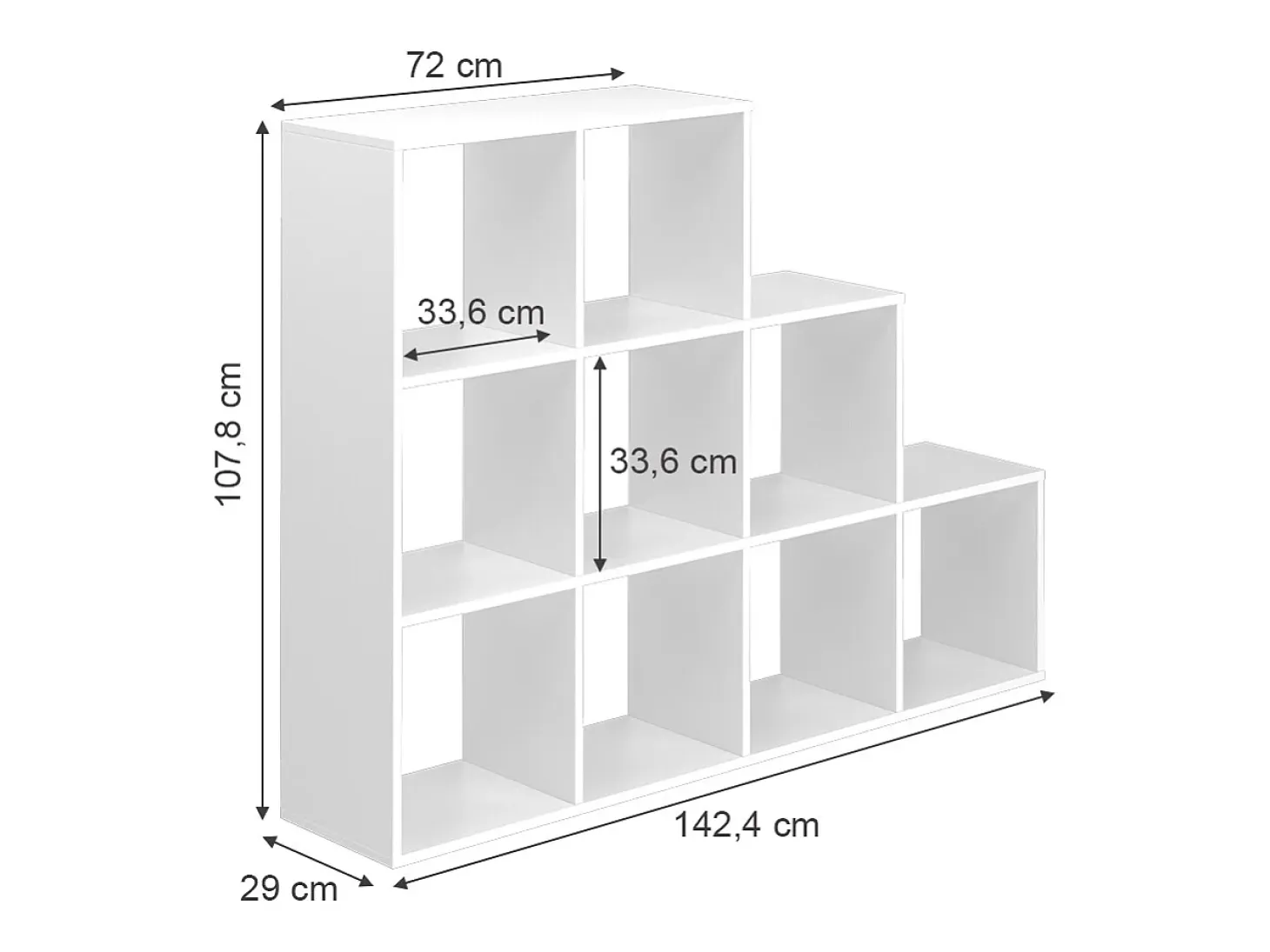 Estantería escalonada blanco 142.4x29x107.8