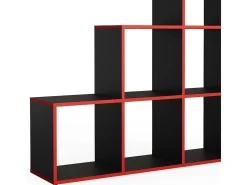 Estantería escalonada negro/rojo 107.2x29x107.8