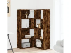 Estantería esquina 4 niveles madera roble ahumado 85x85x140 cm