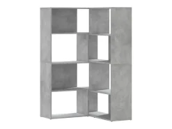 Estantería esquina 4 niveles madera gris hormigón 85x85x140 cm