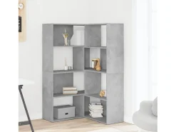 Estantería esquina 4 niveles madera gris hormigón 85x85x140 cm