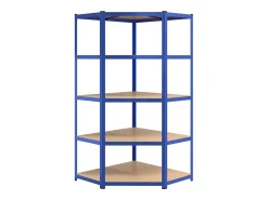 Estantería esquina 5 niveles madera contrachapada y acero azul ES405125