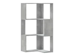 Estantería esquina 3 niveles madera gris hormigón 50x50x102 cm