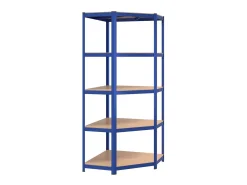 Estantería esquina 5 niveles madera contrachapada y acero azul ES128523