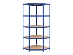 Estantería esquina 5 niveles madera contrachapada y acero azul ES128523