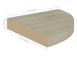 Estantería flotante de esquina roble 25x25x3,8 cm MDF