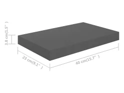 Estantería flotante de pared 4 piezas Gris Brillo 40x23x3,8 cm MDF