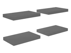 Estantería flotante de pared 4 piezas Gris Brillo 40x23x3,8 cm MDF