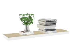 Estantería flotante de pared roble y blanco 120x23,5x3,8 cm MDF