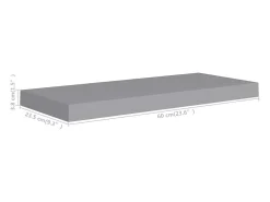 Estantería flotante de pared gris 60x23,5x3,8 cm MDF