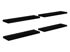 Estantería flotante de pared 4 piezas Negro Brillo 90x23,5x3,8 cm MDF
