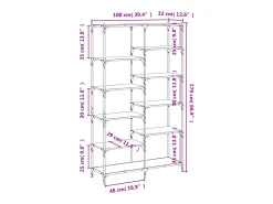 Estantería hierro y madera ingeniería gris Sonoma 100x32x170 cm