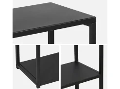 Estantería industrial baja de metal de 3 niveles, 120cm negro