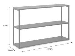 Estantería industrial baja de metal de 3 niveles, 120cm negro