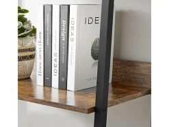 Estantería industrial de pie negra 5 estantes escalera para libros loft modern