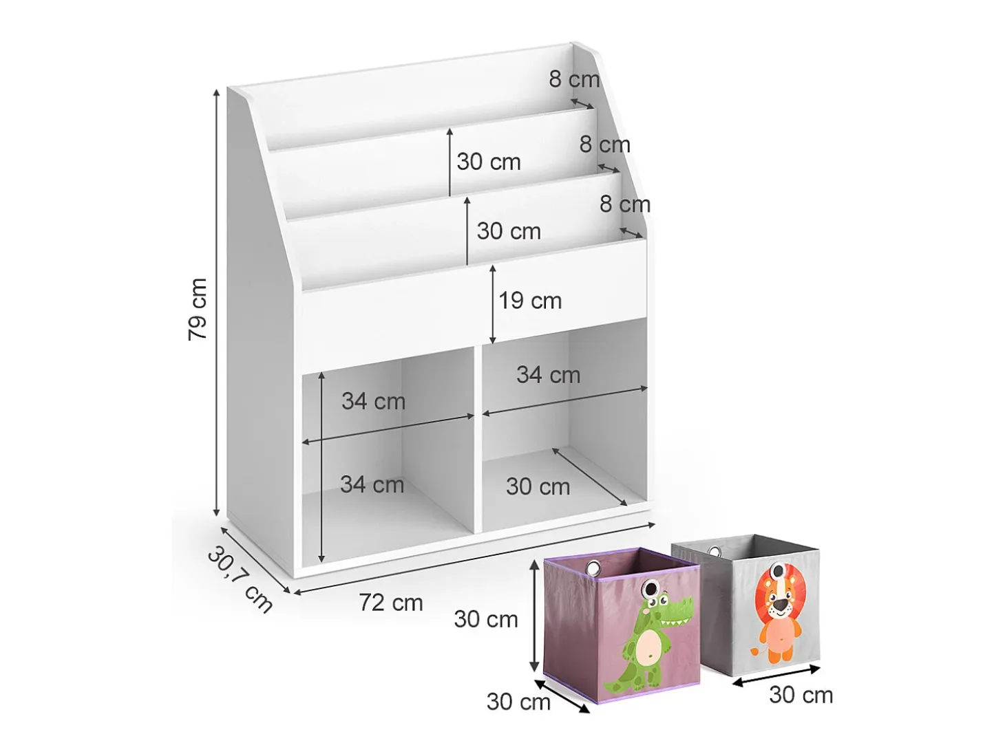 Estantería infantil blanco 72x30.7x79 luigi