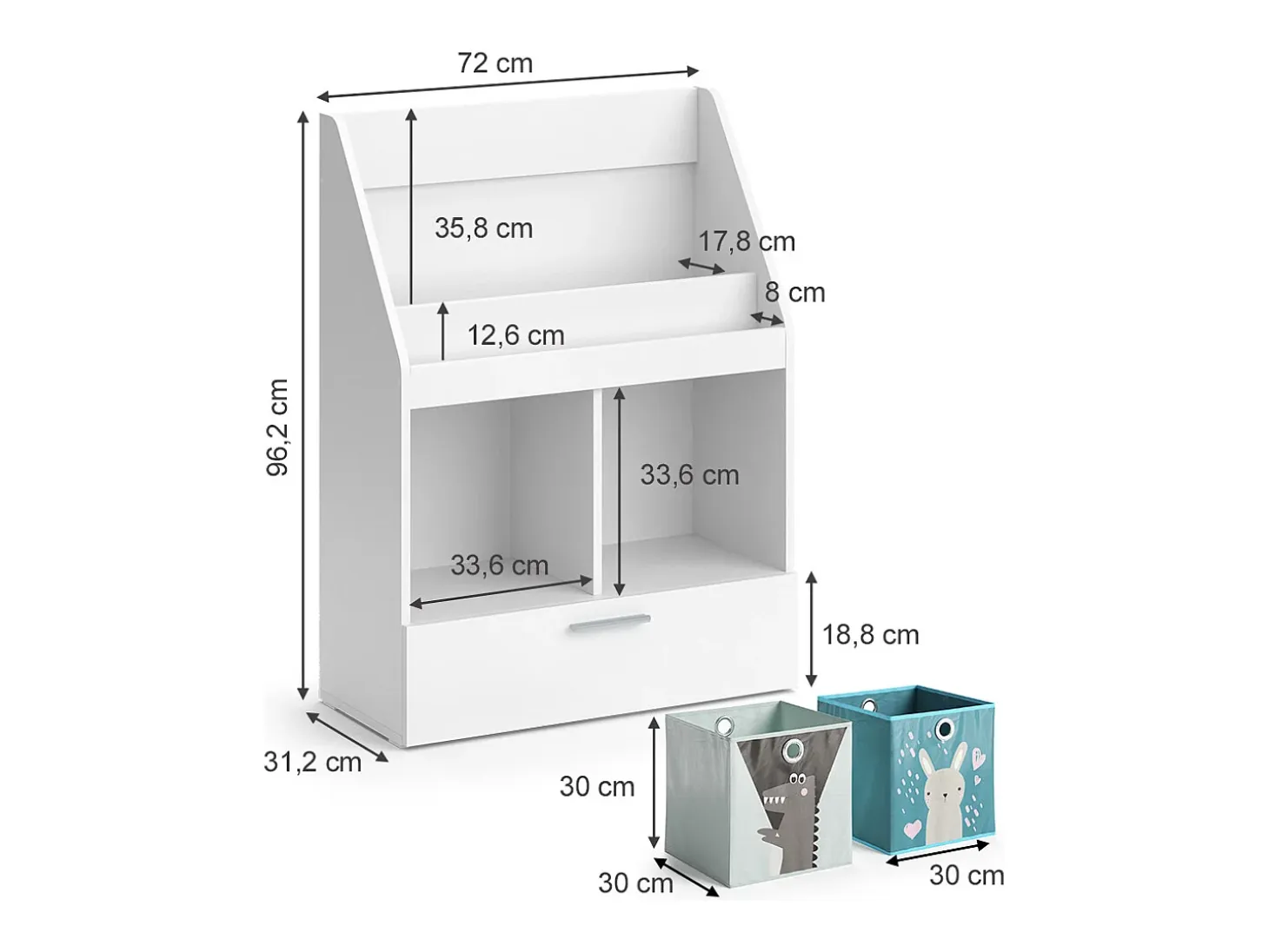 Estantería infantil blanco 72x31.2x96.2 luigi